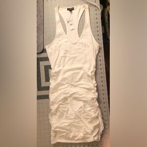 NWT Express Size X-Small White tank racer back dress with side ruching.